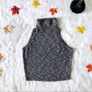 Forever 21 Gray Marled Turtle Neck Crop Top